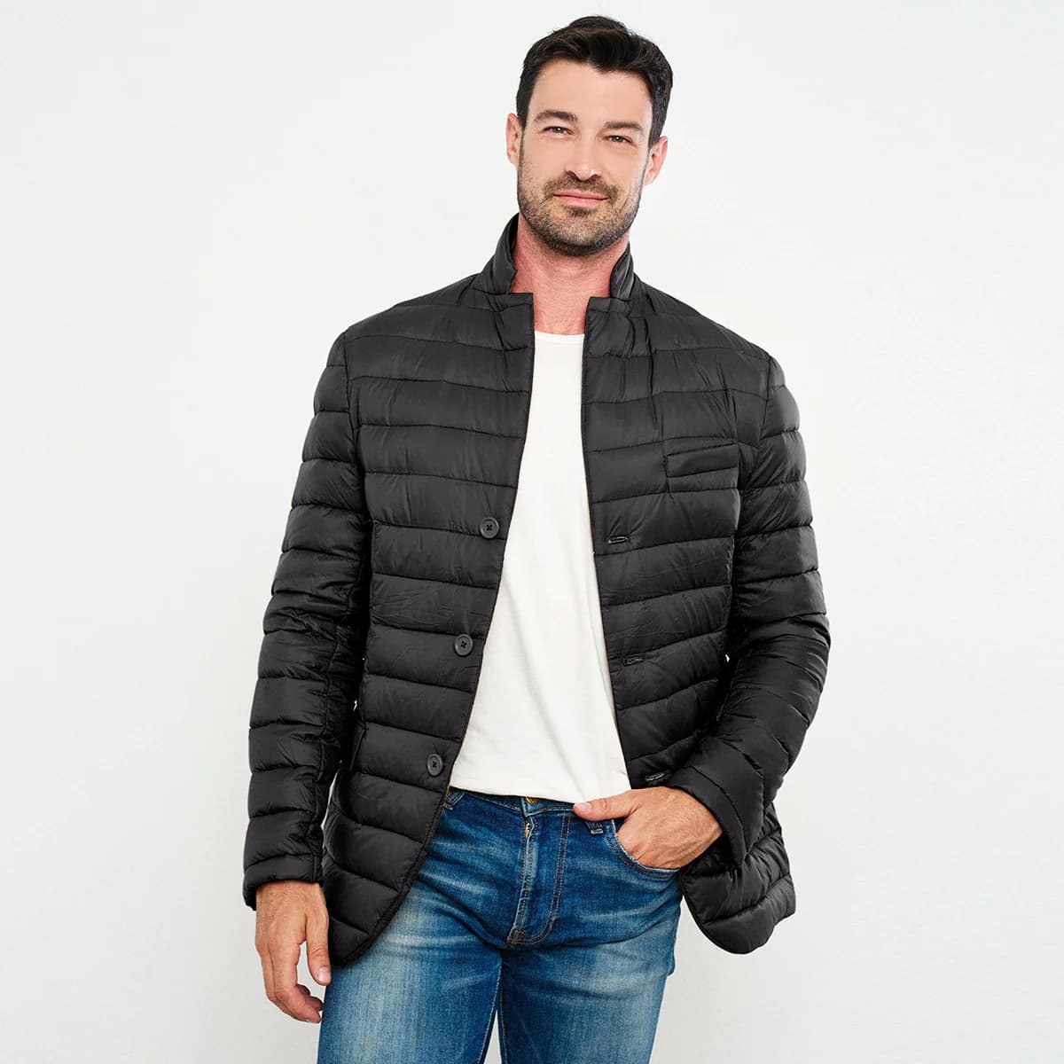 Chamarra Para Hombre Capitonada De Pluma